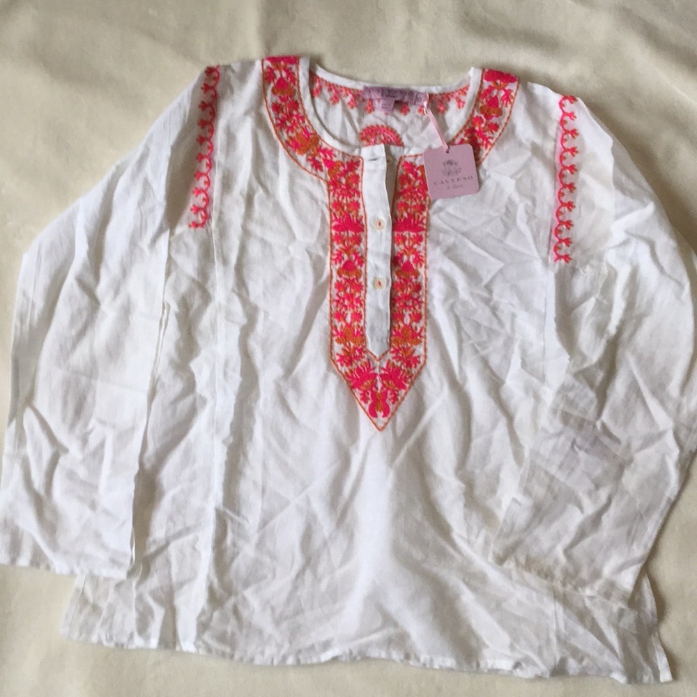 Calypso Girls Cotton voile embroidered top sz10
